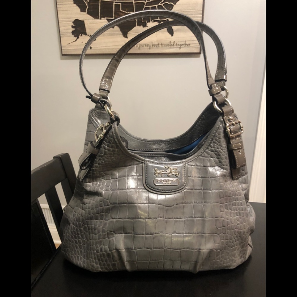 Coach Grey Alligator Embossed Hobo Bag